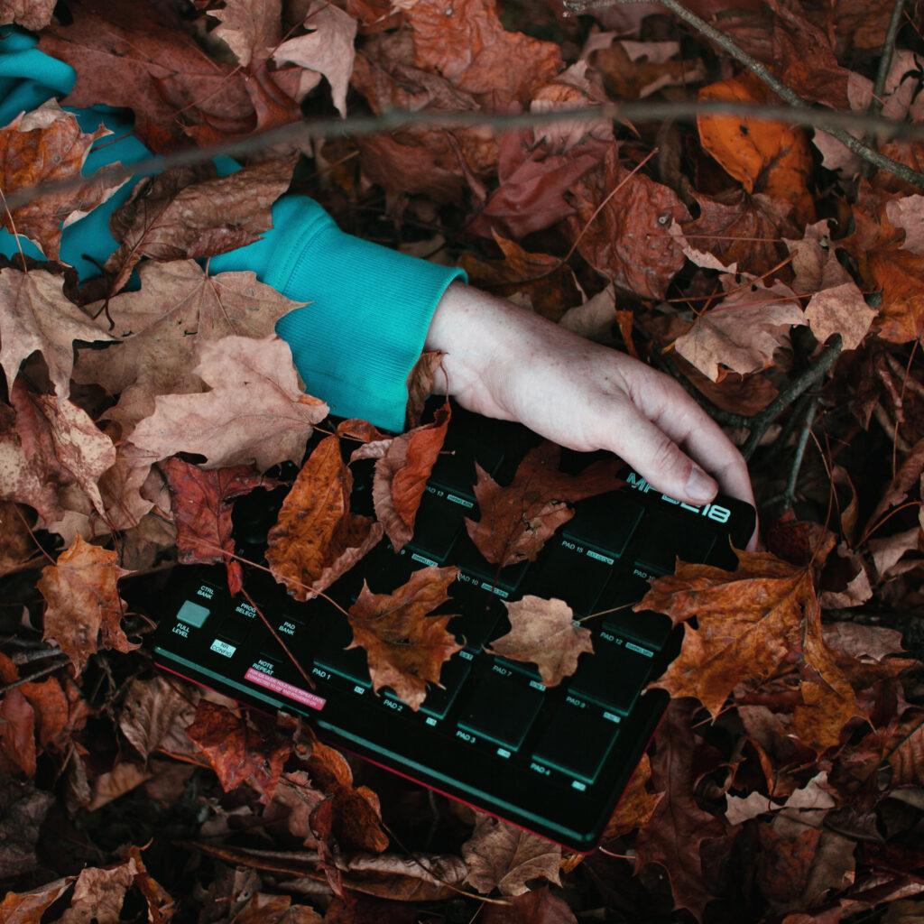 album-cover-blue-sweatshirt-leaves-hand-mpd218-from-the-woods-beats-hip-hop-instrumentals